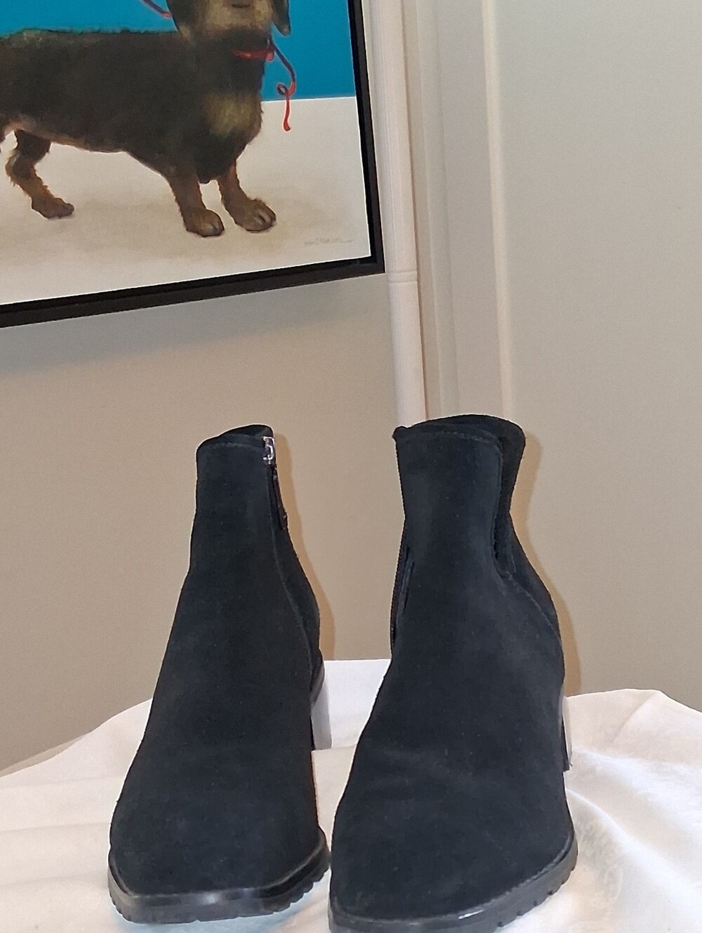 🤗 Blondo Black Faux Suede Waterproof Ankle Booties Zipper 8M
